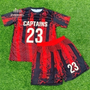 ชุดฟุตบอล DYNAMEL WEARS แบบสั่งทำพิเศษ พร้อมลายพิมพ์แบบ Sublimation สำหรับผู้ชาย คอกลม แขนสั้น ระบายอากาศได้ดี เหมาะสำหรับทีมฟุตบอล - Product Image 1