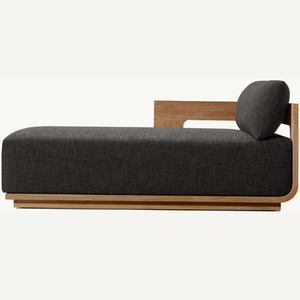 Sun lounger made of teak wood with a modern design, suitable for relaxing by the <b>pool</b> with soft and comfortable foam. - Product Image 2