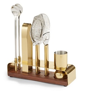 Juego de Coctelera Premium Dorado, Kit de Barman |   Utensilios de Bar de Alta Calidad con Base de Madera |   Equipo Profesional de Mixología al por Mayor - Product Image 1