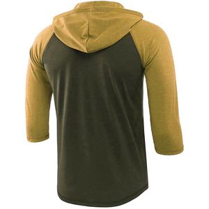 Sudadera con Capucha Deportiva para Hombre, Camiseta de Manga 3/4, Tejido de Jersey de Algodón y Poliéster, Bloques de Color Personalizados para Hombre, OEM - Product Image 6