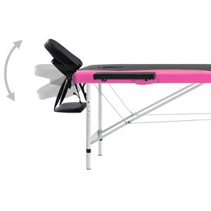 Mesa de Masaje Plegable de Aluminio de 2 Zonas en Color Negro y Rosa - Product Image 4
