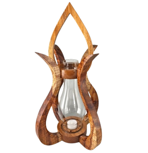 Farol de Madera Colgante o de Mesa, Faroles de Estilo Rústico, Decoración para el Hogar, Farol para Velas Marrón Vintage - Product Image 5