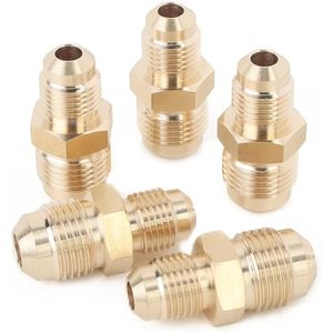 Adaptador de Latón de Alta Calidad para Gas, Conexión de Unión Media con Abocardado SAE de 45 Grados, 3/8" Abocardado x 3/8" Abocardado, Conexiones Macho Hexagonales para HVAC - Product Image 2