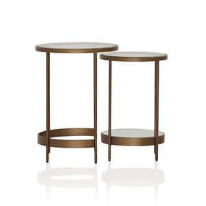 New Design Casted Glass Top <b>Nesting</b> <b>Tables</b> Handmade Living Room Furniture Round Top Metal <b>Nesting</b> <b>Tables</b> Set Of 2 - Product Image 3