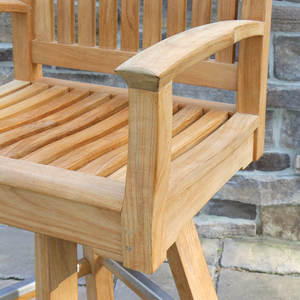 Chaise de bar d'extérieur en teck massif avec accoudoirs, style moderne et minimaliste, fournisseur de mobilier de bar pour jardins et complexes hôteliers - Product Image 6