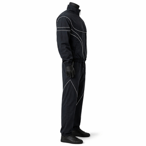 Conjunto Deportivo Cortavientos Reflectante Negro para Hombre, Chaqueta Cortavientos Ligera y Pantalones Jogger, Conjunto Deportivo Cortavientos con Logotipo Personalizado - Product Image 3