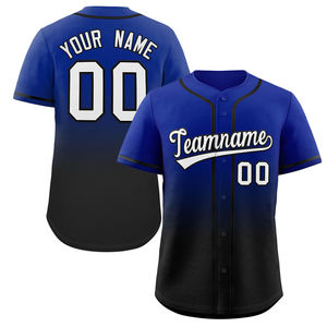 Camisetas de Béisbol Sublimadas Personalizadas al por Mayor, con Botones, Negras y Azules, Nombre del Equipo, Nombre y Número Personalizados, 2026, 100% Poliéster, Envío Rápido - Product Image 1