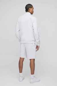เสื้อสเวตเชิ้ตผู้ชายสีขาวแบบซิป คอตั้ง ทรงปกติ สไตล์ลำลองสำหรับฤดูใบไม้ร่วง แขนยาว ผ้าถัก สีพื้น - Product Image 2