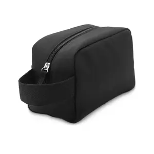 Pochette utilitaire multifonction en tissu polyester noir, capacité moyenne, fermeture éclair, poignée souple, sac de style simple - Product Image 1