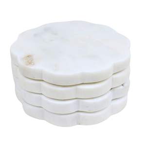 Home Kitchen Living Room India <b>Round</b> Marble Stone Slate <b>Table</b> <b>Mats</b> Drink Coaster Blanks Natural Marble White Stone Coaster - Product Image 1