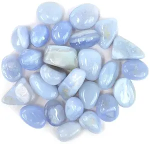 Piedras de ágata azul natural pulidas, ágata azul rayada, cristal curativo para Reiki, meditación, energía, decoración, venta al por mayor - Product Image 5