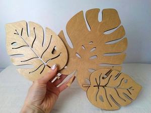 Lot de 3 feuilles de Monstera en bois pour décoration murale de style moderne feuilles en bois pour la décoration de la maison, artisanat décoratif en bois - Product Image 2