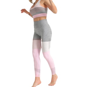 Ensemble Leggings et Soutien-Gorge de Yoga Taille Haute pour Femme Ever Glow - Spandex/Polyester Sans Couture Séchage Rapide Respirant Grande Taille Logo Avant - Product Image 1