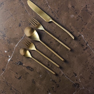 Gold Plated Cutlery Set <b>Mirror</b> Finish Long Handle Modern Design Durable Metal Utensils For Wedding Occasion - Product Image 4