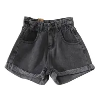 Pantalones Cortos de Mezclilla Casuales Vintage de Verano Transpirables de Secado Rápido Cortavientos con Botones y Cintura Media de Pierna Recta con Estampado al por Mayor