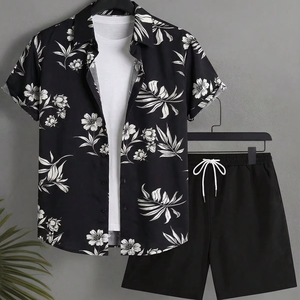 Men's Casual Beech Wear Summer Shirt 300 Grams Breathable Quick Dry Eco-Friendly Short Sleeve Floral Print Design 100% Polyester - Product Image 2