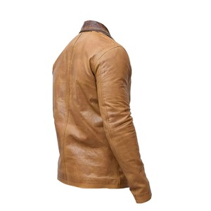 Customized <b>Men</b> <b>Leather</b> <b>Jacket</b> Coat Brown <b>Leather</b> Lambskin Wholesale Bulk Faux <b>Jacket</b> - Product Image 4