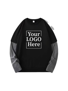 Printed Layered Sleeve Cotton T-Shirt Fashion Customization Two-piece Long Sleeved Round Neck Pullover Long Sleeved T-shirt - Product Image 3