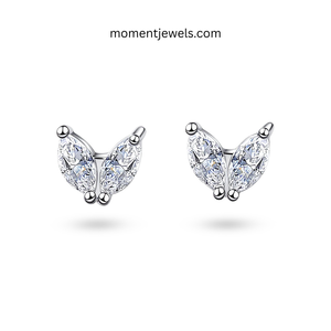 Rhodium Plated 925 Sterling <b>Silver</b> Moissanite <b>Stud</b> Earrings for Women V Shape Moissanite Ear <b>Studs</b> Claw Setting Simple Style - Product Image 1