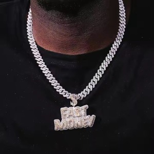 Pendentif personnalisé avec nom en diamant moissanite VVS, taille brillant, en argent 925, luxe, hip hop, bling, unisexe - Product Image 1