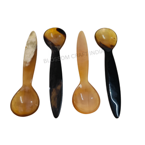 Cuchara de sopa de cuerno de búfalo hecha a mano de alta calidad y cuchara de postre de cuerno de vaca para té/café y desayuno al precio más bajo - Product Image 6