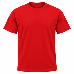 <b>Mens</b> <b>Red</b> Plain Cotton T <b>Shirt</b> Short Sleeve Crew Neck Casual Regular Fit Basic Tee - Product Image 1