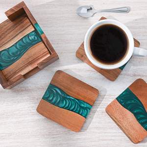 Posavasos Creativo de Madera y Resina Epoxi para Bebidas, Café, Té, para Bar, Cocina, Hogar, Regalos - Product Image 6