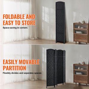 Divisorio per Stanze a 4 Pannelli Intrecciato a Mano con Schermi Pieghevoli Personalizzabili, Pareti Divisorie Portatili Autoportanti - Product Image 5