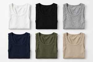 <b>Men's</b> <b>White</b> Ribbed Knit Tank Top Sleeveless O-Neck Muscle <b>Vest</b> Casual Summer Undershirt - Product Image 6