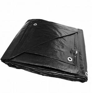 Bâche de protection robuste en PE noir imperméable renforcée avec œillets pour tente et abri extérieur - Product Image 3