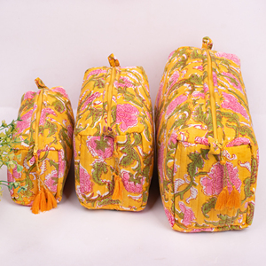 Grande trousse de toilette et de rangement matelassée, imprimée au bloc, écologique, unisexe, portable, lavable, avec fermeture éclair, pour l'été et le voyage - Product Image 1