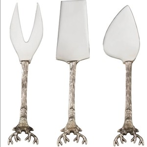 Premium Deer Antler Design Cheese Knife <b>Set</b> – Stainless Steel Cheese Cutter & Fork <b>Set</b> for Charcuterie <b>Board</b> - Product Image 1