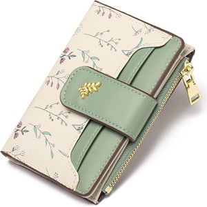 Portafoglio da donna in pelle con blocco RFID, chiusura a zip, scomparto per documenti e piccolo porta carte di credito - Product Image 1