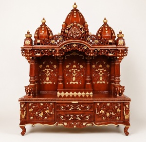 Large Size Hand Crafted Wooden Temple for Home Hindu Teak Wood High Carved Mandir for Home Premium Quality Teak Wood Temple - Product Image 3