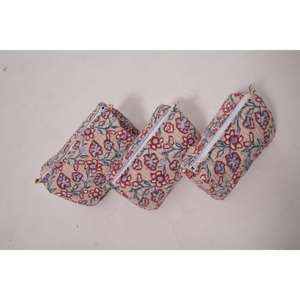 Pochette à maquillage en coton à fleurs, trousse de toilette, sac de voyage à fermeture éclair, organiseur de voyage floral - Product Image 5