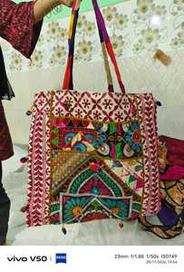 Handmade Embroidered <b>Patchwork</b> Tote <b>Bag</b> Vintage Boho Cotton Shoulder <b>Bag</b> Top Handle Handbag for Women Daily Use Gift - Product Image 5