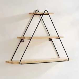 4 Tier Staggered Floating <b>Shelves</b> Set <b>Rustic</b> Wood Wall Mounted Storage Rack with Heavy Duty Industrial Metal Brackets - Product Image 2