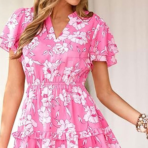 Vestido elegante de verano para mujer, ropa de playa holgada con estampado tropical, conjunto ligero para vacaciones en la playa - Product Image 5