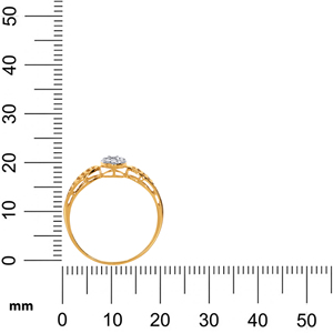 Bague en or jaune de qualité supérieure, grappe de diamants de 0,35 ct avec accents de feuilles complexes, bande polie, bijoux de mode en gros - Product Image 5