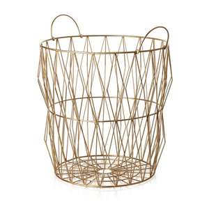 Factory Direct Supply Luxury <b>Gold</b> Finished Round Iron Laundry Basket Metal Weaved Laundry Bin For Home Bathroom Organizer - Product Image 5