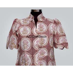 Robe d'été décontractée en coton tricoté, imprimé floral fait main, style doux, col en V, coupe trapèze midi, idéale pour le bureau ou les soirées. - Product Image 2