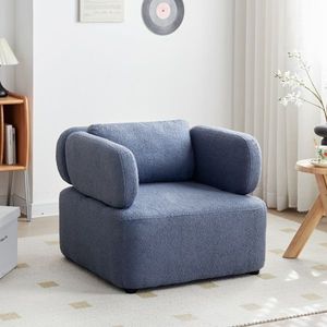 Mid Century Teddy Velvet Reading Armchair Accent Chair with Thickened Cushions and Upholstered Padded Seat for Living Room - Product Image 1