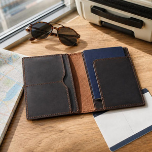 Custom Genuine Leather <b>Passport</b> <b>Holder</b> Travel <b>Wallet</b> RFID Blocking Document Organizer Personalized Logo Multiple Cards for sale - Product Image 1