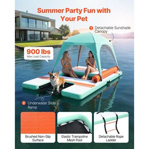 Plataforma Flotante Inflable de 10 x 6 Pies, Tapete de PVC Antideslizante con Bolsa de Transporte - Product Image 2