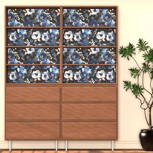 Carta da Parati Floreale Blu Navy 44,2 cm x 300 cm, Carta Adesiva Vintage con Fiori, Stile Acquerello, Autoadesiva - Product Image 4
