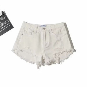 High Waist Distressed Denim Shorts <b>Women</b> Vintage Ripped Cotton Casual Summer Shorts With Cuffed Hem And Front Pockets - Product Image 2
