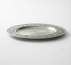 Assiettes de service tendance à bordure gravée en argent plaqué, design arrondi, pour mariage, aliments et salades - Product Image 6
