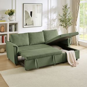 Sofá Modular en Forma de L con Chaise Longue, Tapizado en Corduroy, con Almacenamiento y Función de Cama - Product Image 3