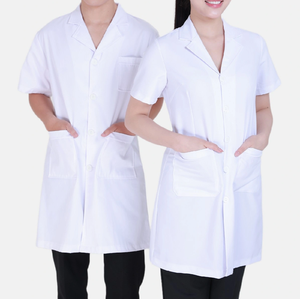 Blouse de laboratoire unisexe en coton blanc, uniforme d'hôpital, tissu tissé, boutonnée sur le devant, usage médical professionnel - Product Image 4