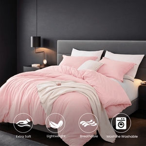 "Extra Large Pink Duvet <b>Cover</b> Set Breathable Fade-Resistant Luxuriously Soft Light Weight for <b>Bed</b>" - Product Image 2
